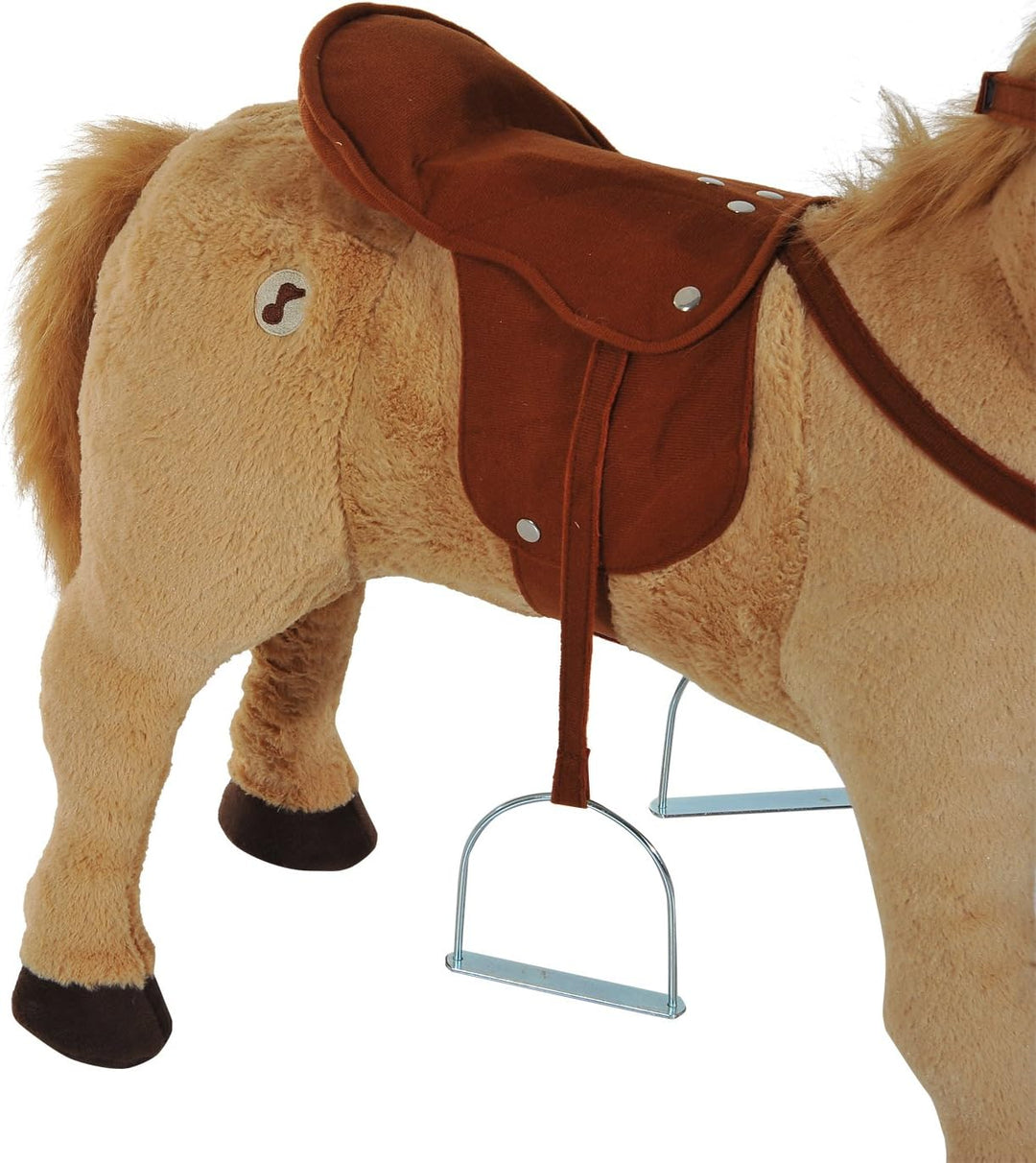HOMCOM Reitpferd auf Rollen 60 cm Stehpferd mit Sattel, Zaumzeug Steigbügel Sound Spielpferd zum Rei
