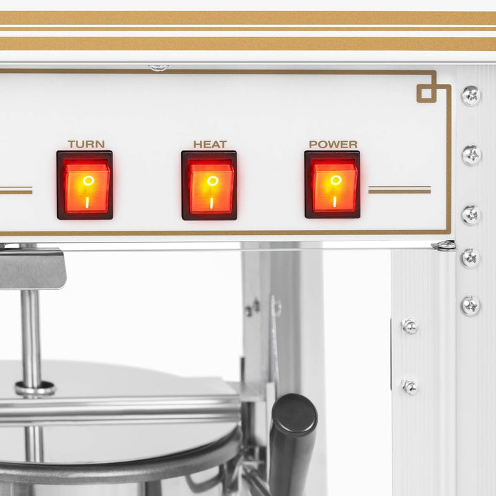 Royal Catering RCPS-WG1 Retro Popcornmaschine Popcornmaker Popcornautomat 1600 W 5 kg/h golden & wei