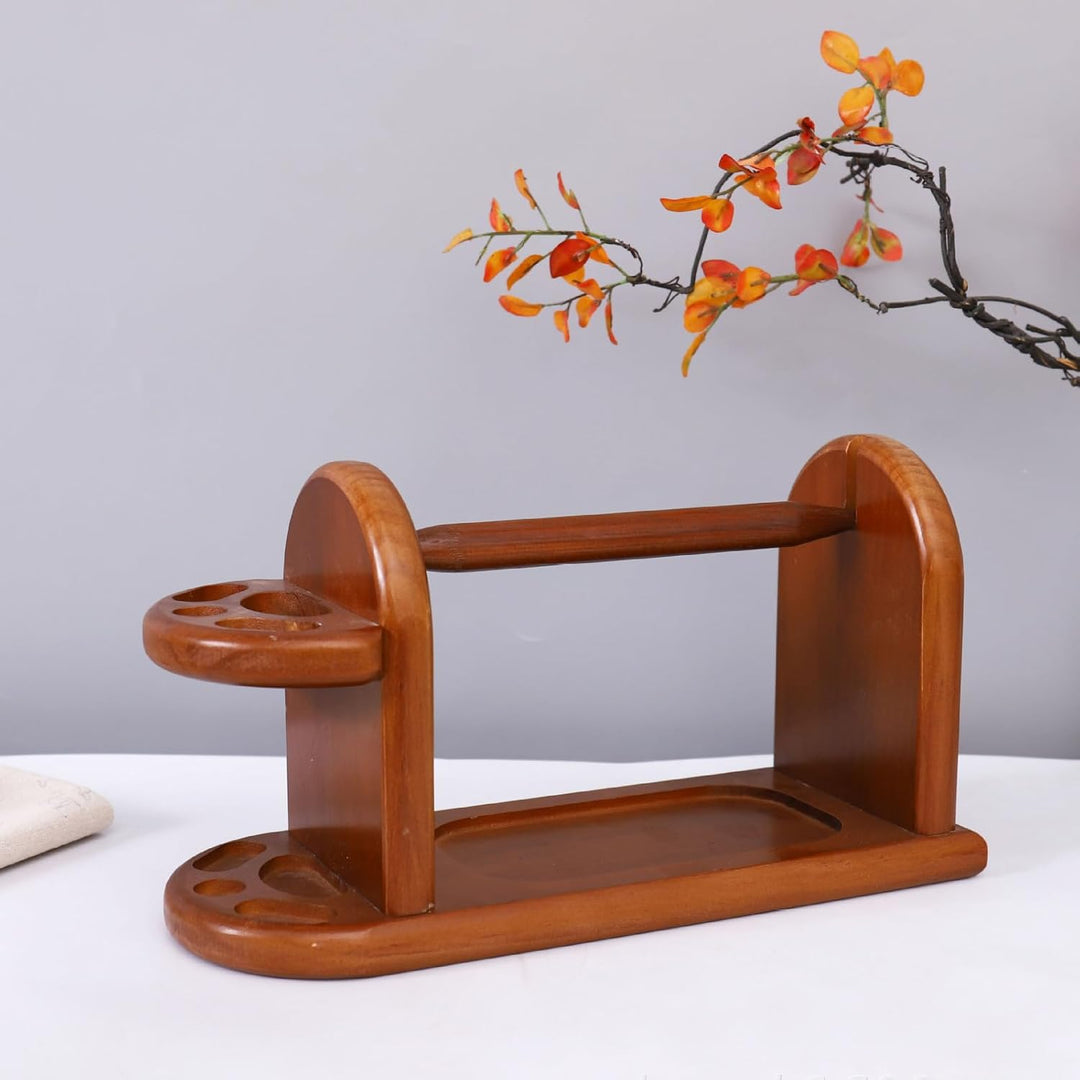 RoseFlower Garnhalter-Ständer, Natürlicher roter Garnknäuelhalter aus Holz, Spindeln, drehender Garn