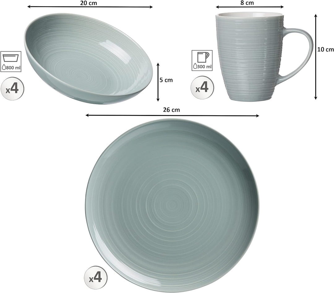 Kombiset Suomi, 12-teilig, Grau-Blau, Grau-blau