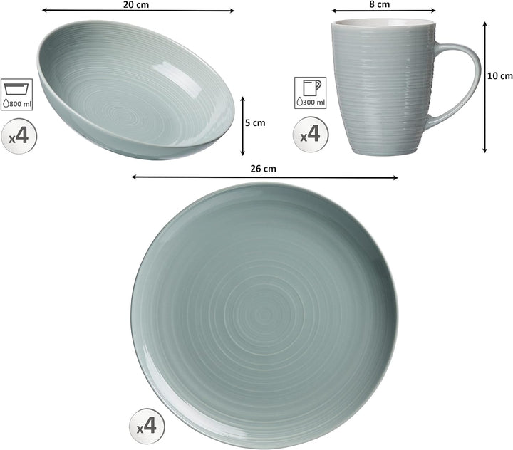 Kombiset Suomi, 12-teilig, Grau-Blau, Grau-blau