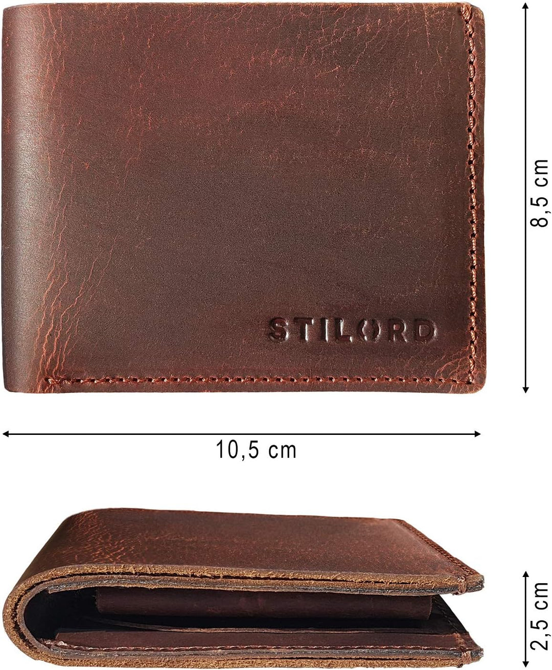 STILORD 'Darren' Slim Wallet mit Münzfach Leder Kleine Geldbörse RFID Herren Minibörse Portemonnaie