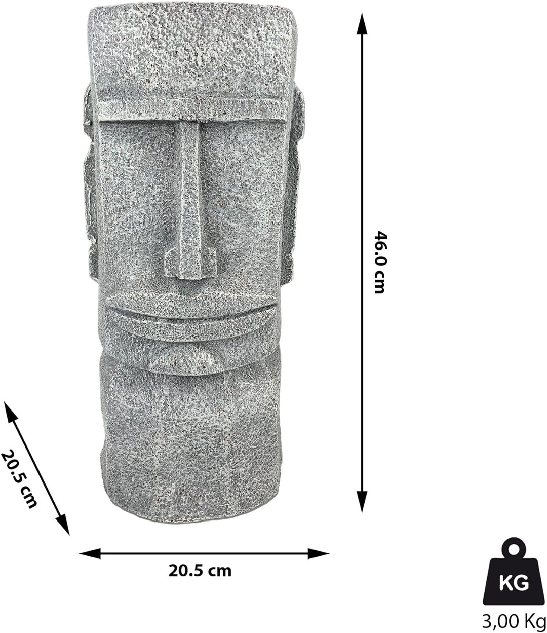 Cepewa Pflanztopf Moai Kopf │ Magnesia 20,5x46x20,5cm grau │ Blumentopf Pflanzgefäss Topf Übertopf (