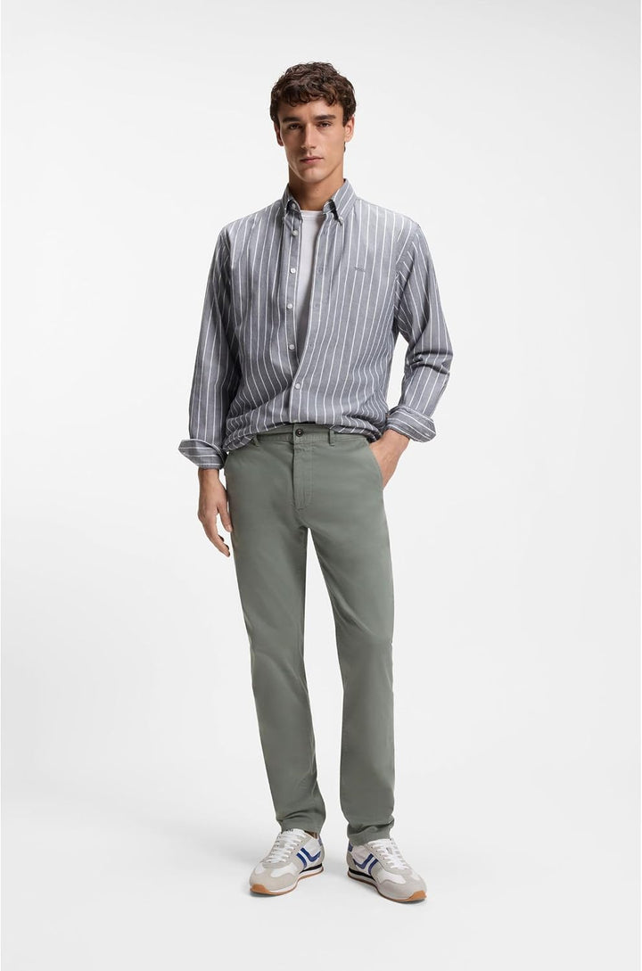 BOSS Herren Chino Slim Slim-Fit Chino aus elastischem Baumwoll-Satin 30W / 34L Open Grey76, 30W / 34