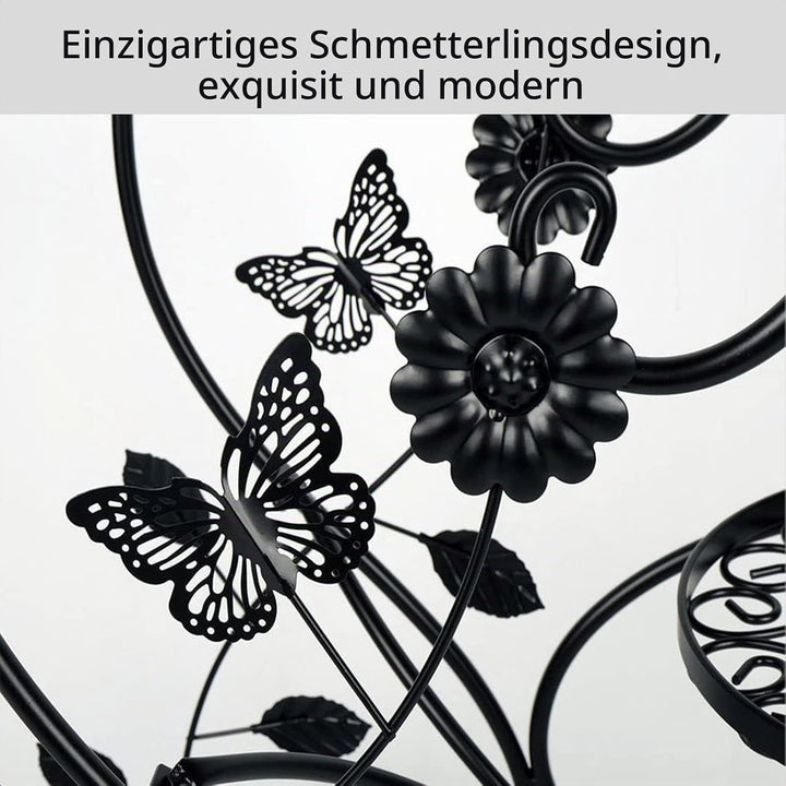 HLC - Blumentreppe aus Metall, 3 Ständer, S-förmig, Schwarz, Schwarz