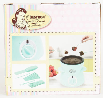 Bestron Schokoladen Fondue für 2 Personen, Mini-Schokofondue-Set, inkl. 10xSpiesse, 10xGabeln und 1x