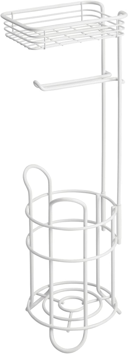 mDesign Toilettenpapierhalter – eleganter Papierrollenhalter aus Metall – WC-Rollen-Halter mit Regal