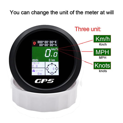 Geloo 85mm GPS Tachometer TFT einstellbar Mph Knoten Km/h Digitaler Geschwindigkeitsmesser Kilometer