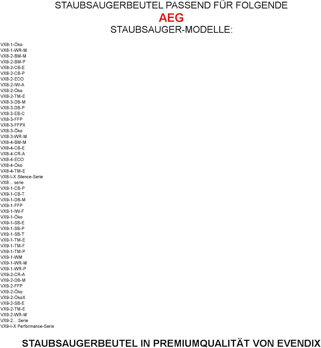 10 Staubsaugerbeutel kompatibel mit AEG VX9-2-Öko, 10 Staubbeutel + 1 Mikro-Filter ähnlich Original