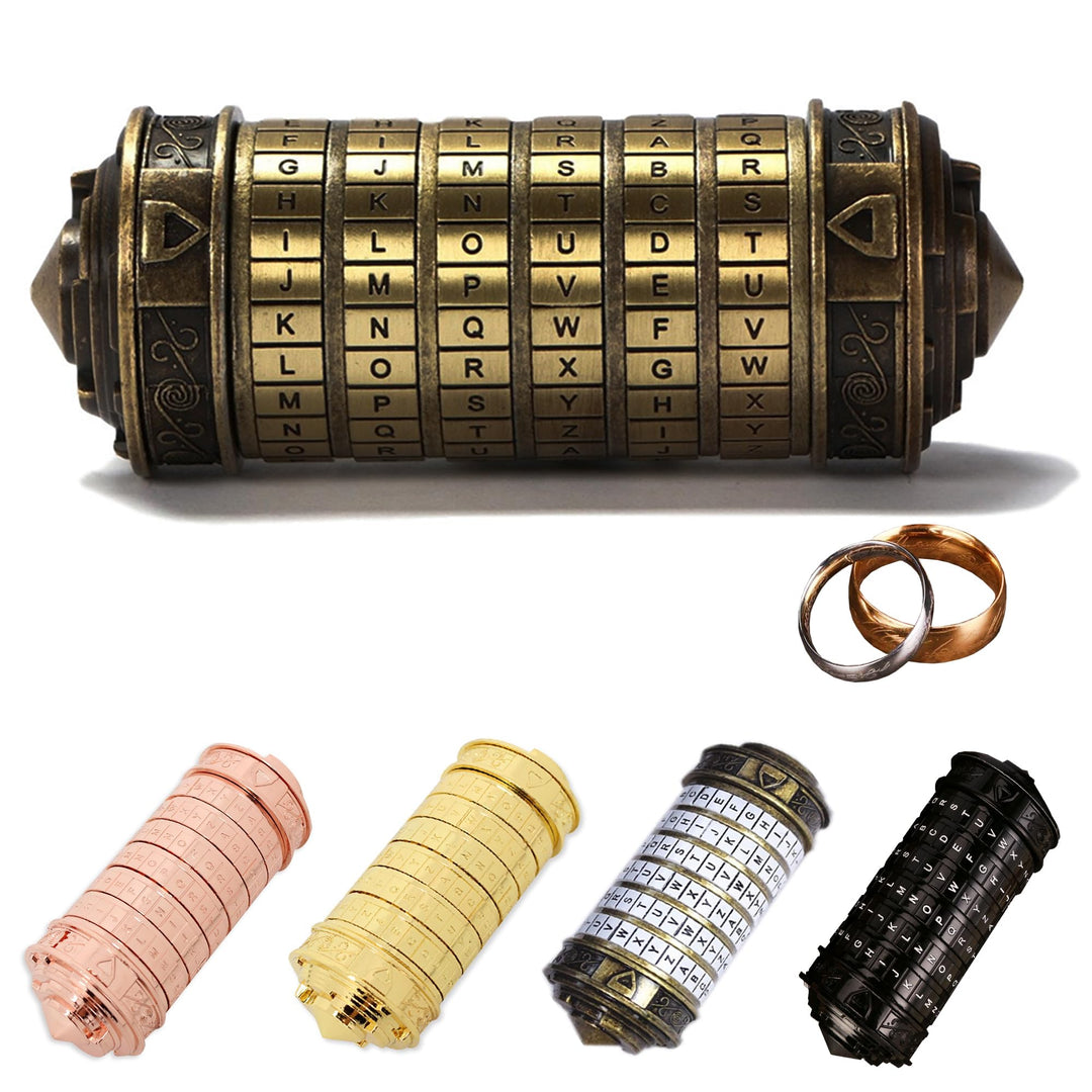 MINGZE Da Vinci Code, Zylinderschloss Box Mini Cryptex Retro Alphabet Sperren Valentinstag Freundin