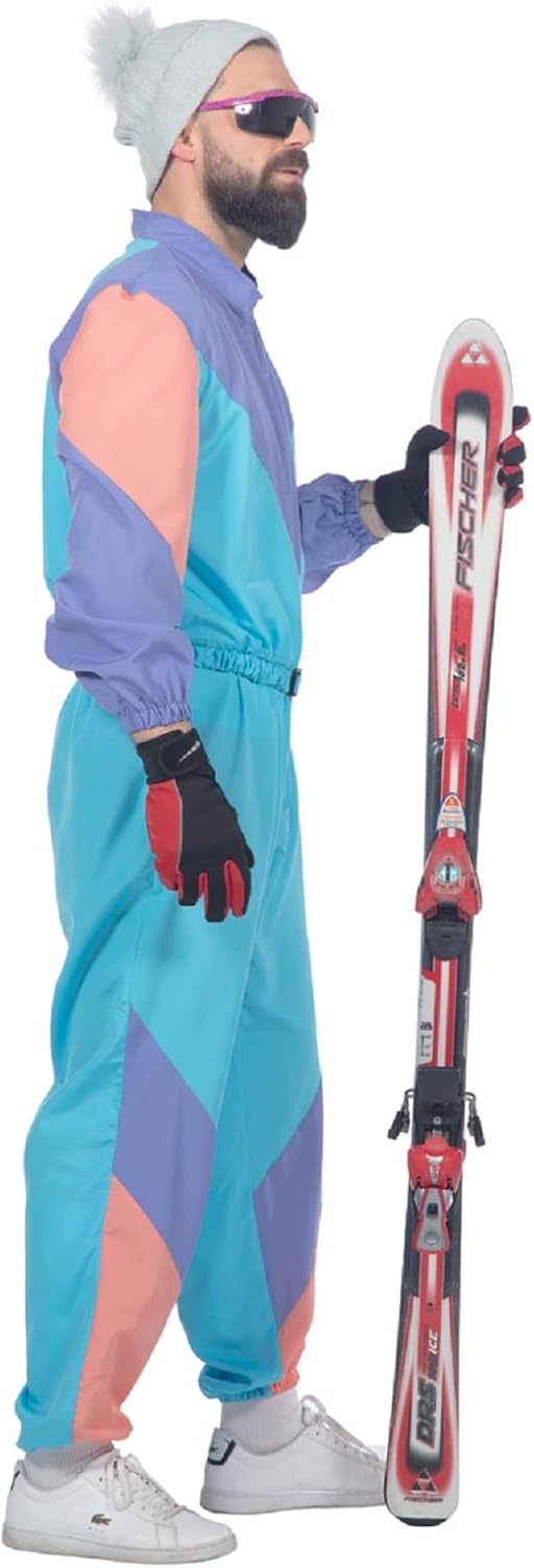 MIMIKRY 80er Jahre Retro Ski-Anzug Herren-Kostüm inkl. Brille Overall Einteiler Trash Bad Taste Apre