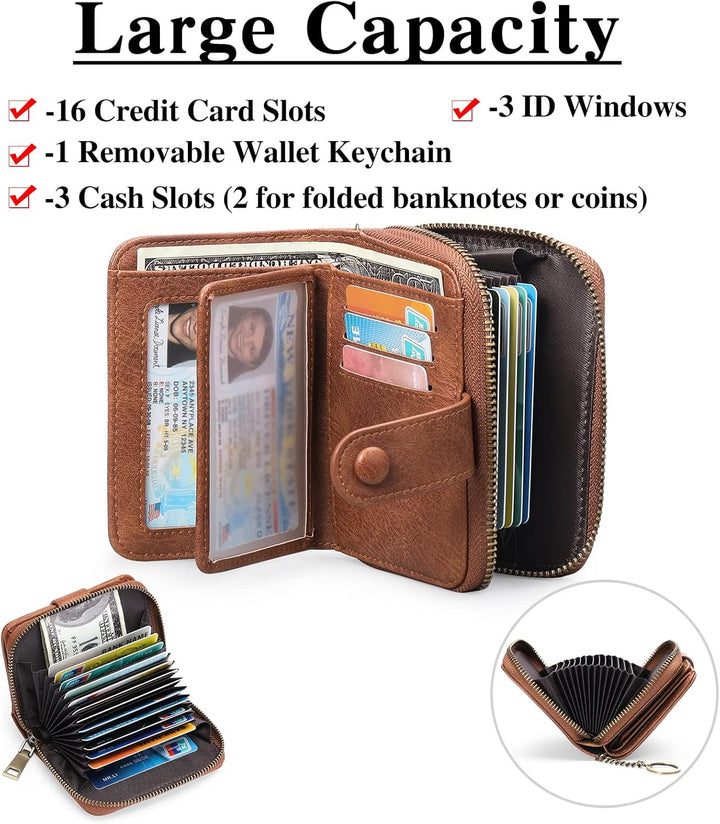 GAEKEAO Geldbörse Damen Klein Leder Karten Portemonnaie Damen RFID Schutz Portmonee Kleiner Geldbeut