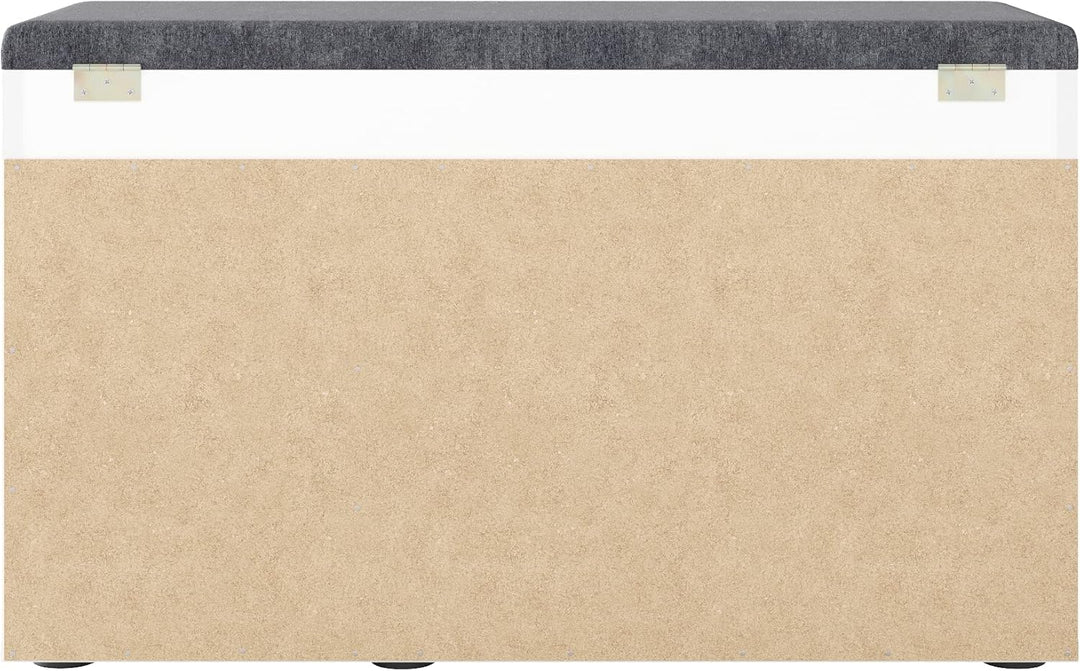 KOMTO Schuhbank mit Sitzfläche - Schuhregal Bank mit Stauraum Weiss 80 x 48 x 32 cm Schuhschrank mit