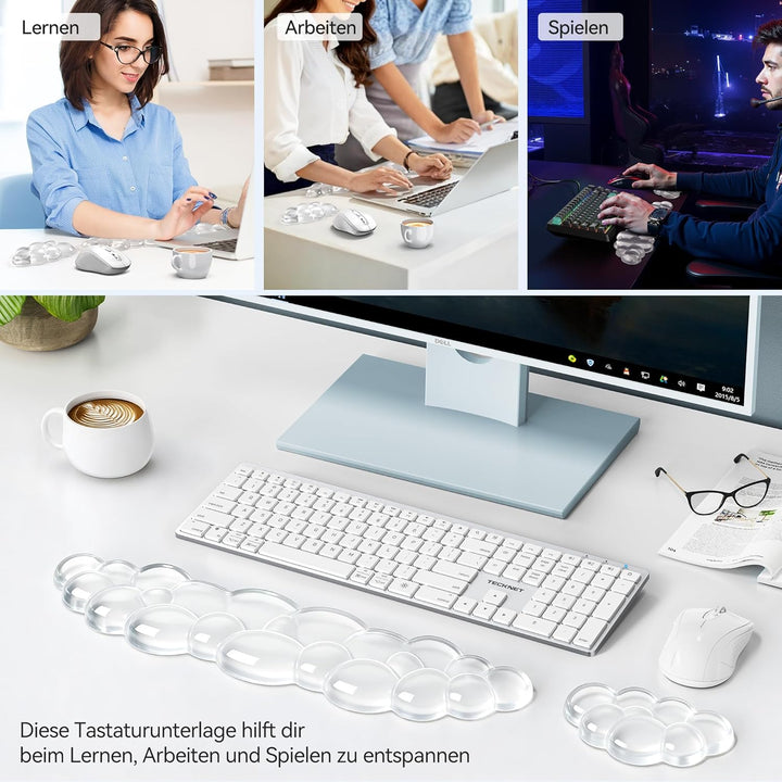 TECKNET Wolke Handballenauflage Tastatur, Ergonomisches, Gel-Füller & Weich und Bequem, Gegen Müdigk