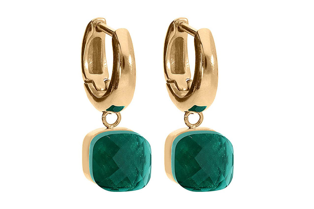 Qudo Firenze Creolen gold farben/Edelstahl beschichtet Emerald, Emerald