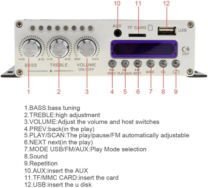 DollaTek Mini Bluetooth Hallo-Fi-Stereo-Audio-AMP Verstärker Bass Booster MP4 12V Unterstützung FM /