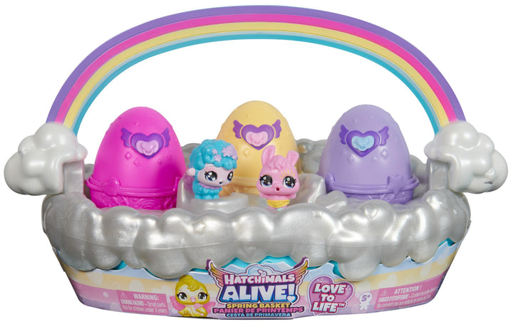 Hatchimals Alive Frühlingskörbchen - mit 3 selbstschlüpfenden Eiern und insgesamt 6 Tierchen für fan