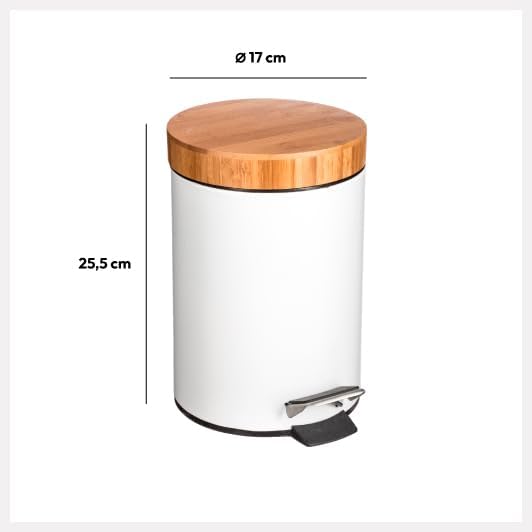 5five - mülleimer mit bambusdeckel 3l naturéo weiss
