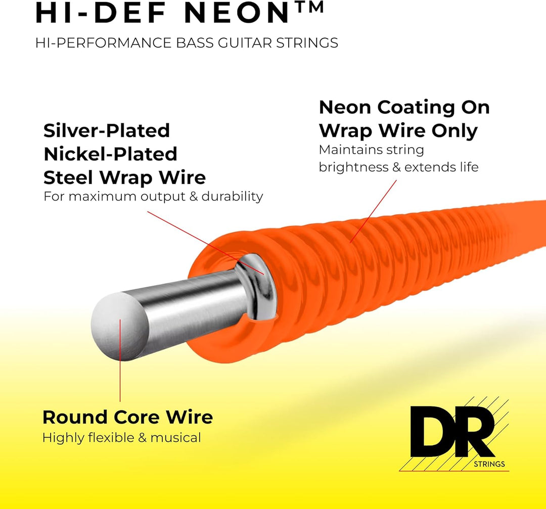 DR Strings HiDef Neon Multi-Color 5-String Bass (NMCB5-45) Neon Multi: 5-saitige Medium 45-125, Neon