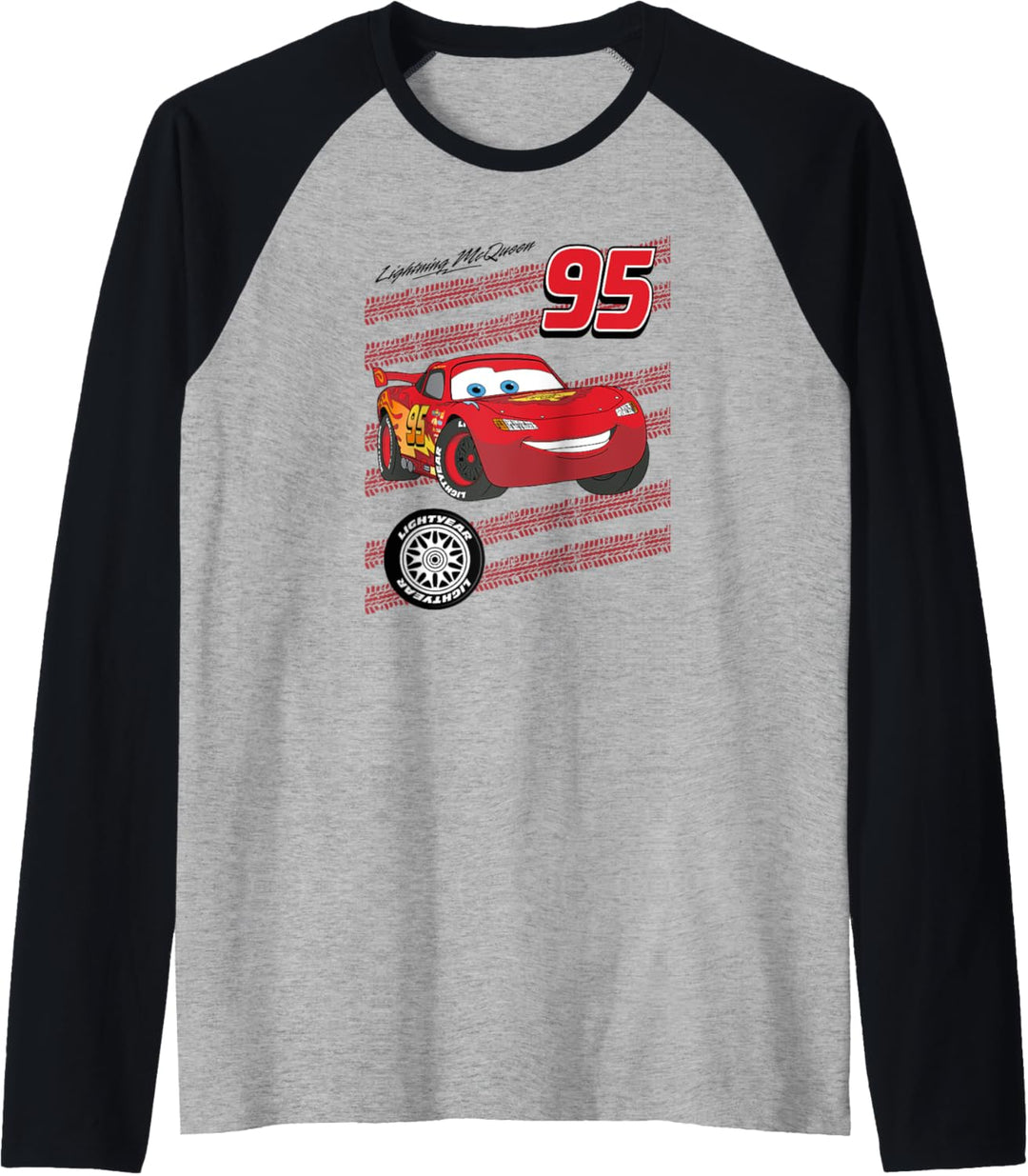 Pixar Cars Lightning McQueen Lightyear Tire Treads Raglan