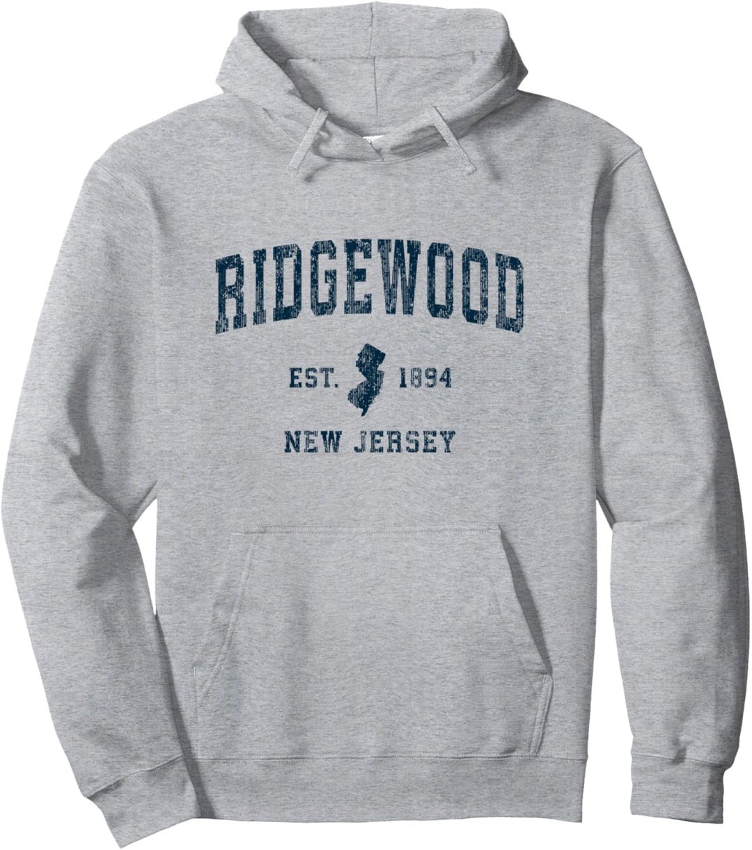 Ridgewood New Jersey NJ Vintage-Sportdesign, marineblau Pullover Hoodie