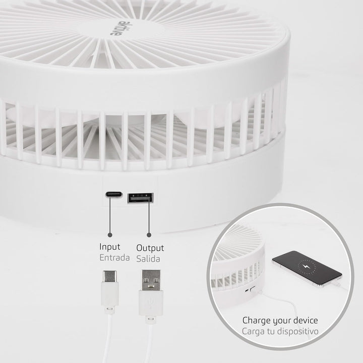 AKTIVE Kabelloser Ventilator, kompakt, faltbar, 19,7 x 19,7 x 19,7 x 97,5 cm, 4 Luftmodi, Dauer 2 –