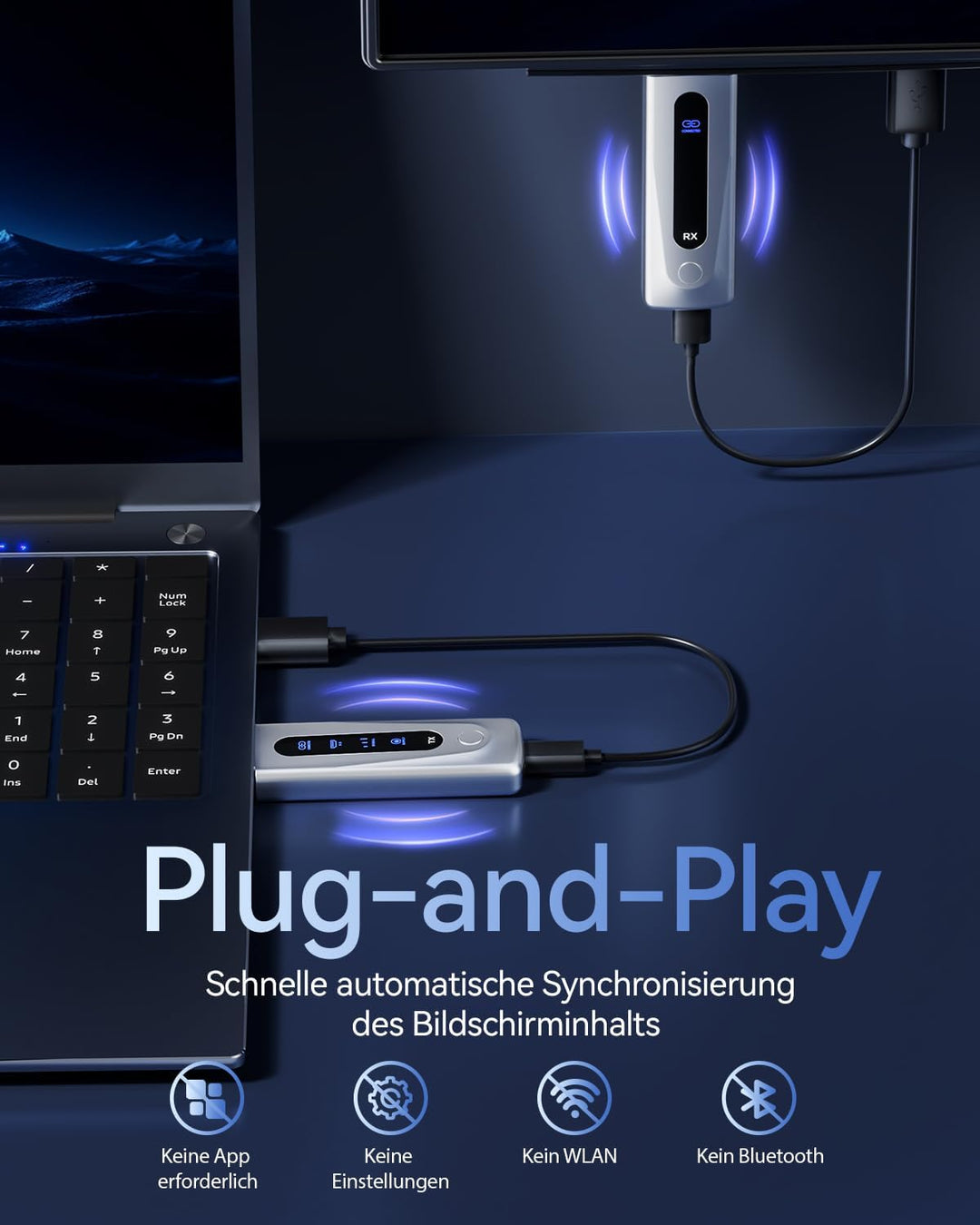 BRAIDOL Wireless HDMI Transmitter and Receiver, HDMI Funkübertragung 4K 100M/328FT, 5G Tragbarer HDM