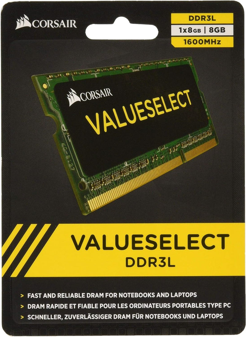 Corsair Value Select SODIMM 8GB (1x8GB) DDR3L 1600MHz C11 Speicher für Laptop/Notebooks - Schwarz 16