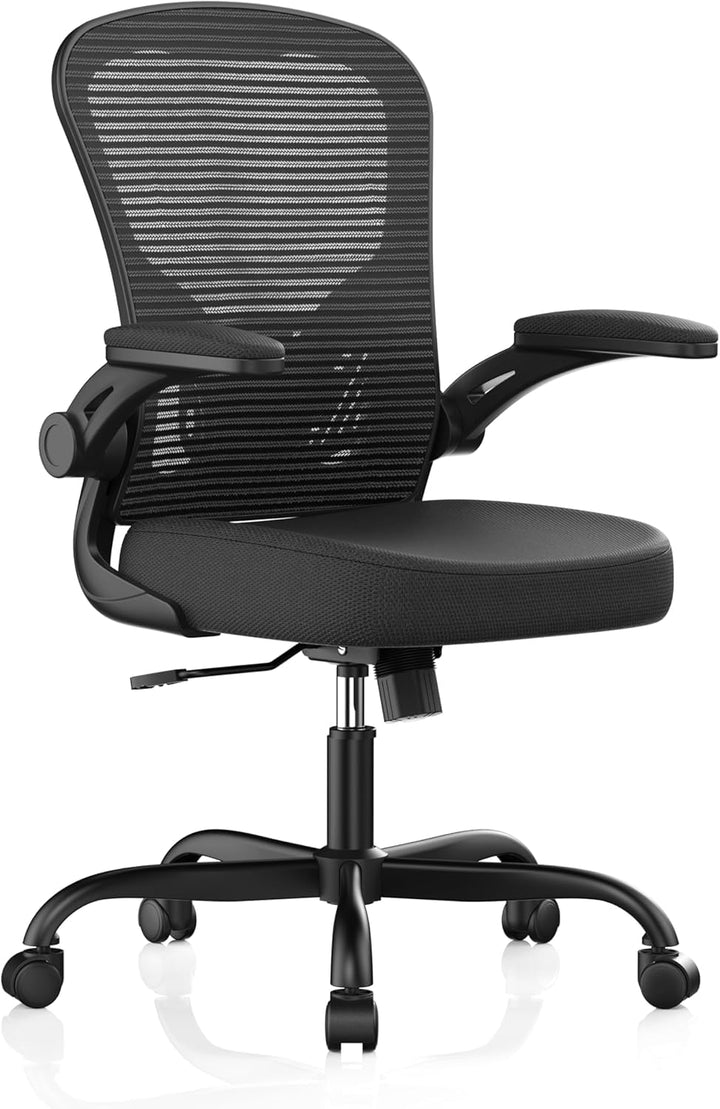 Synorla Bürostuhl Ergonomisch, Schreibtischstuhl mit Tragkraft 150 KG und 90° Hochklappbare Armlehne