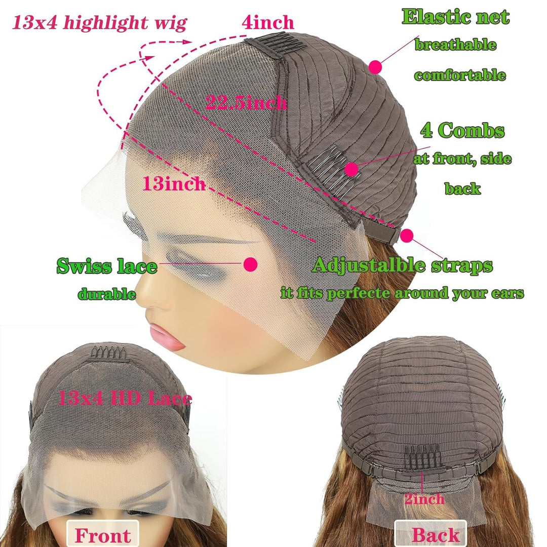 Ombre Highlight Lace Front Wigs Human Hair Wigs for Black Women Straight Echthaar Perücke Schwarz Fr