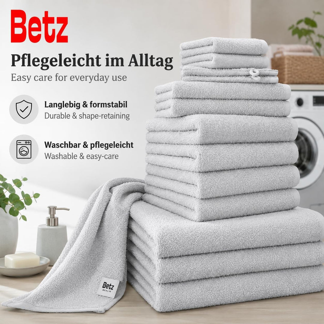 Betz 12 TLG. Handtuch Set Berlin 100% Baumwolle 2 Liegetücher 4 Handtücher 2 Gästetücher 2 Seiflappe