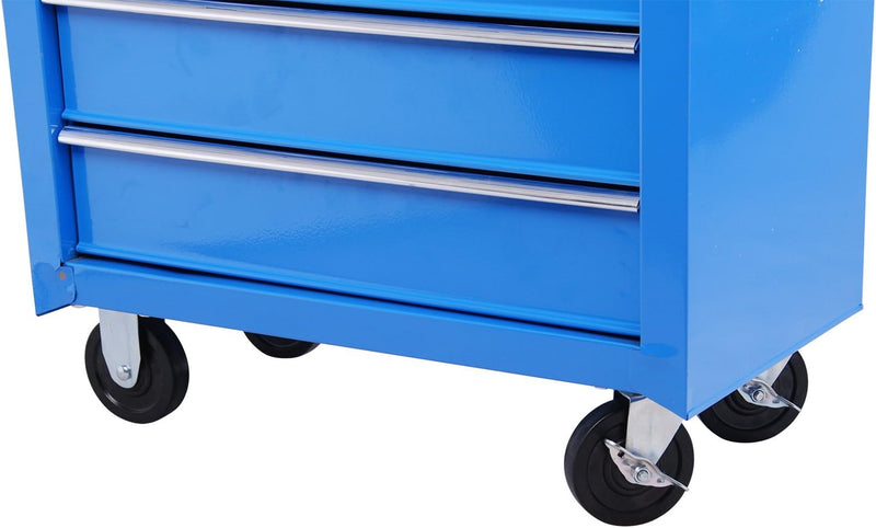 HOMCOM Fahrbarer Werkstattwagen Werkzeugwagen Rollwagen Werkzeugkasten mit 5 Schubladen blau