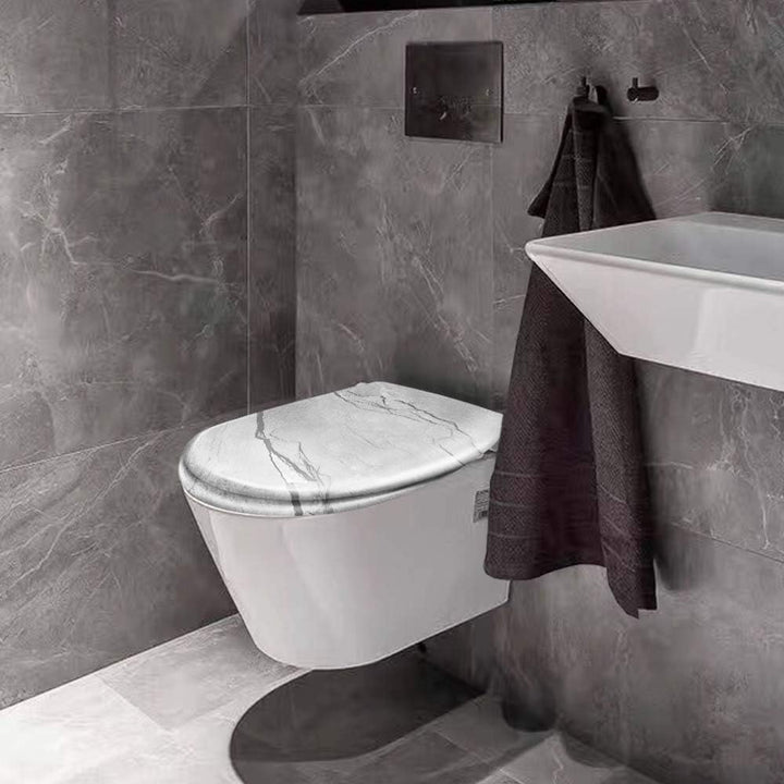 LARS360 Toilettendeckel WC Sitz mit Absenkautomatik, Toilettendeckel aus Antibakteriellem Duroplast,