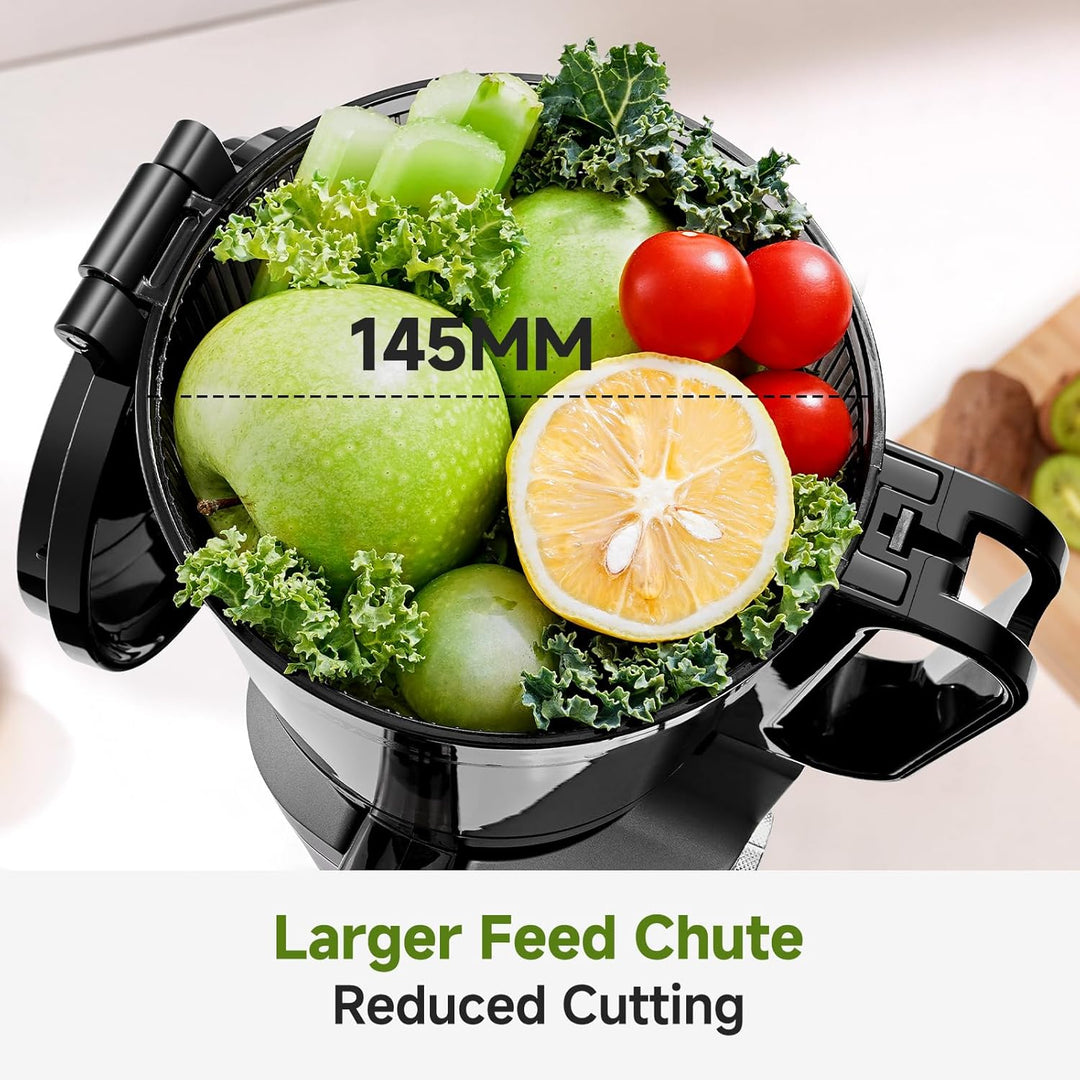 AMZCHEF 250W Automatischer All-In-One Entsafter, 145MM Öffnung und 1,8L entsafter für Gemüse und Obs