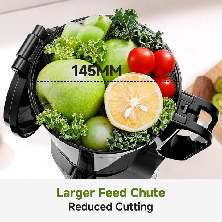 AMZCHEF 250W Automatischer All-In-One Entsafter, 145MM Öffnung und 1,8L entsafter für Gemüse und Obs