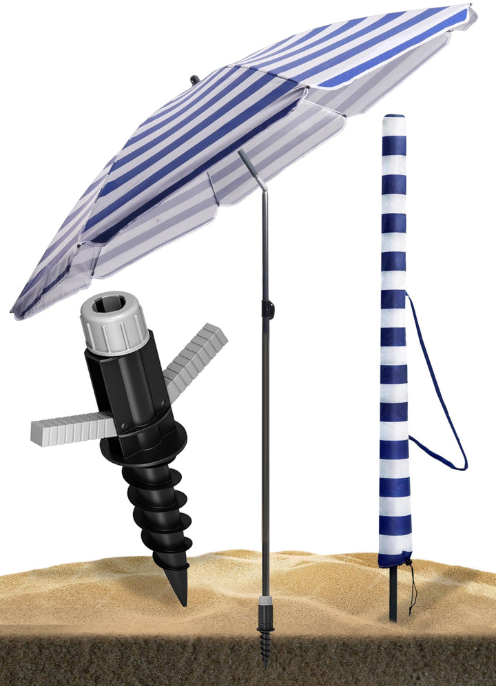 4smile Sonnenschirm Strand SunnyJoy Ø 180 cm, 3er Set - Strandschirm mit UV Schutz 50+, inkl. Sonnen