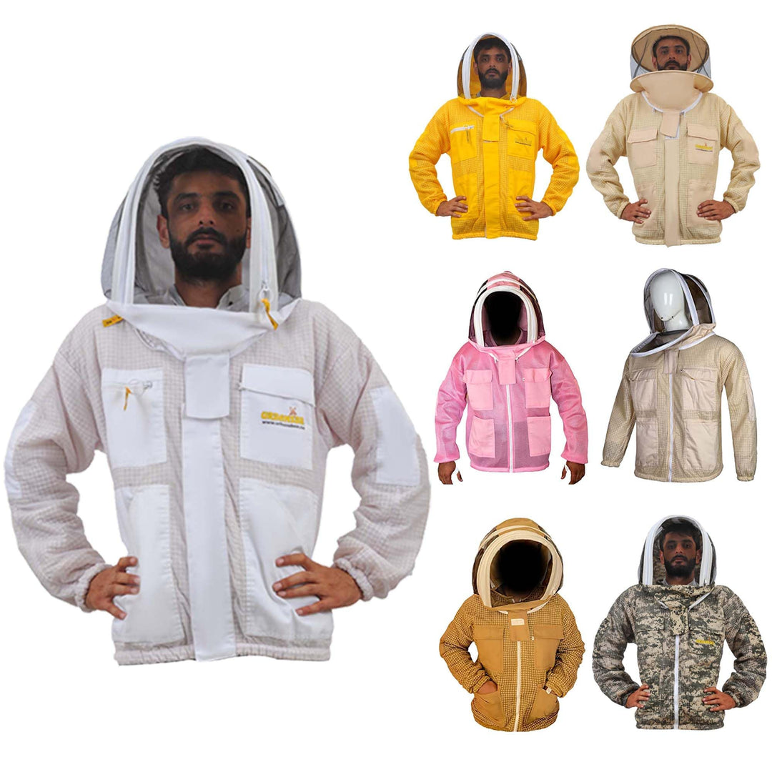 URBANSBEE Beekeeping Jacket 3-Layer Round Hat Pattern Vented Mask Beekeeping Jacket Protection for B