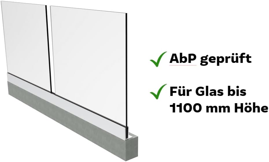 Sellon24® Ganzglasgeländer Glasgeländer Bodenprofil ALU aufgesetzte Bodenmontage Profil Aluminium el