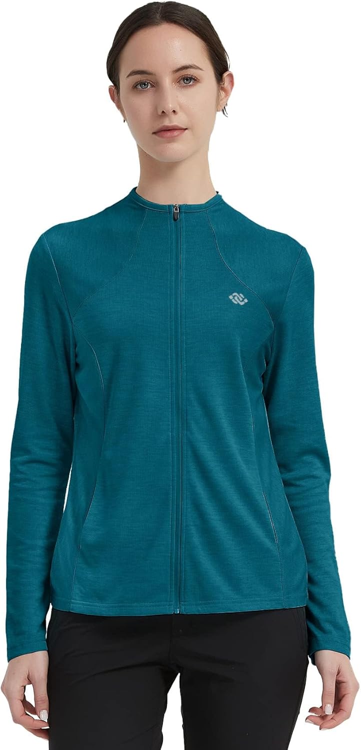 MoFiz Damen Laufjacke Leicht Sportjacke Trainingsjacke Langarm Fitness Wandern Yoga Jacke Atmungsakt