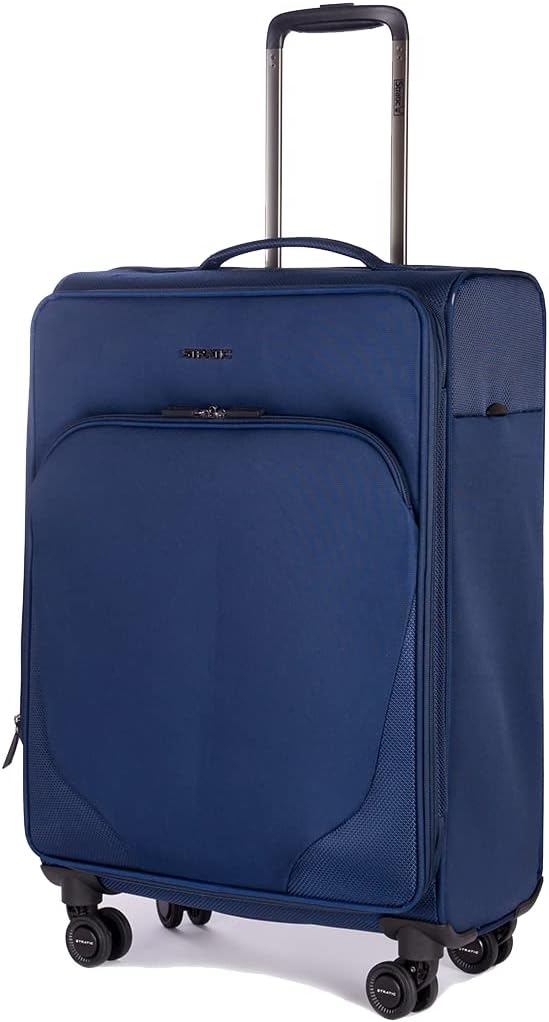 Stratic Mix Koffer Weichschale Reisekoffer Trolley Rollkoffer mittelgross, TSA Kofferschloss, 4 Roll