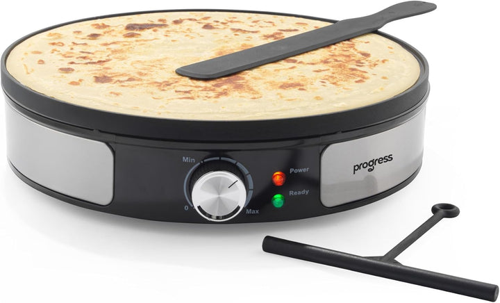 Progress Reversible Crepe Maker – Elektrische Pfannkuchenmaschine mit 30 cm Kochplatte, Scotch Panca