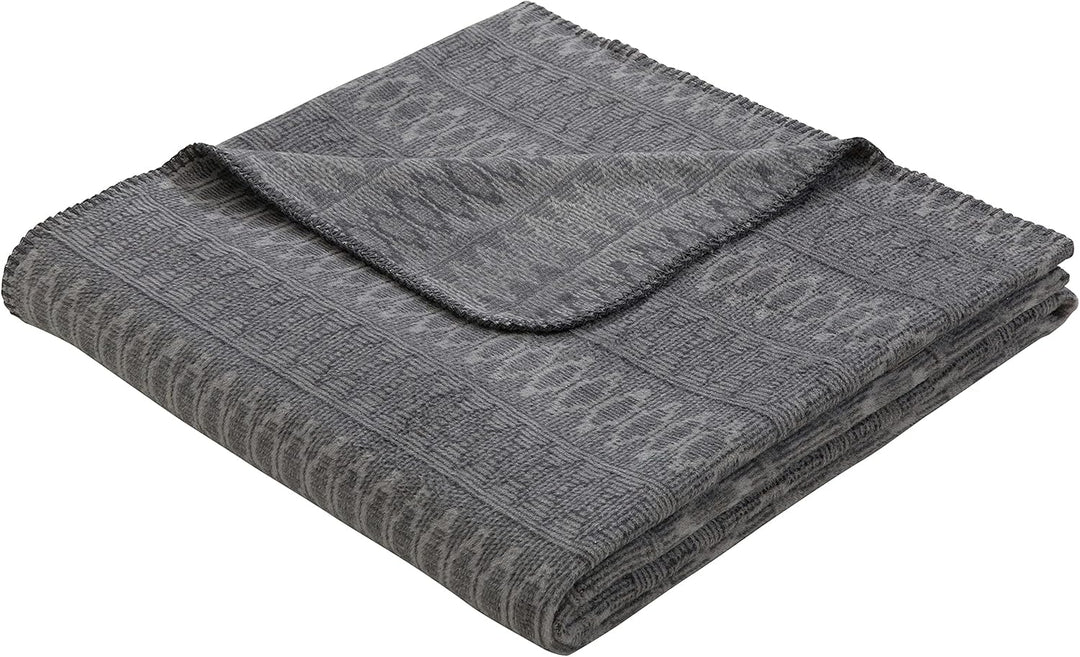 Villeroy &amp; Boch Wohndecke Malindi Graphite I weiche Kuscheldecke aus Baumwollmischgewebe I dunkelgra