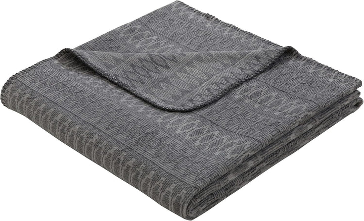 Villeroy &amp; Boch Wohndecke Malindi Graphite I weiche Kuscheldecke aus Baumwollmischgewebe I dunkelgra