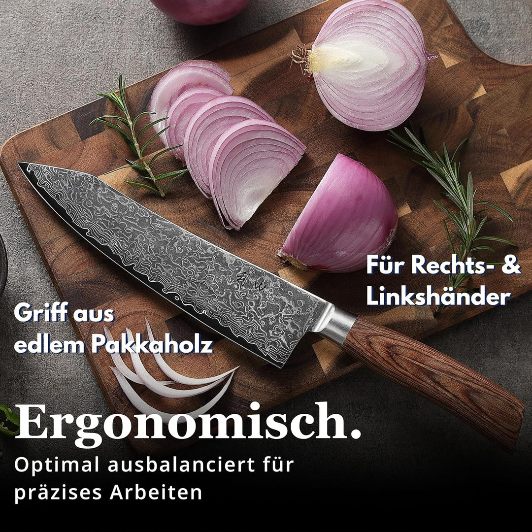 Wakoli EDIB Pro Premium Kiritsuke Chefmesser mit 20 cm Klinge gefertigt aus 67 Lagen echtem Damastst