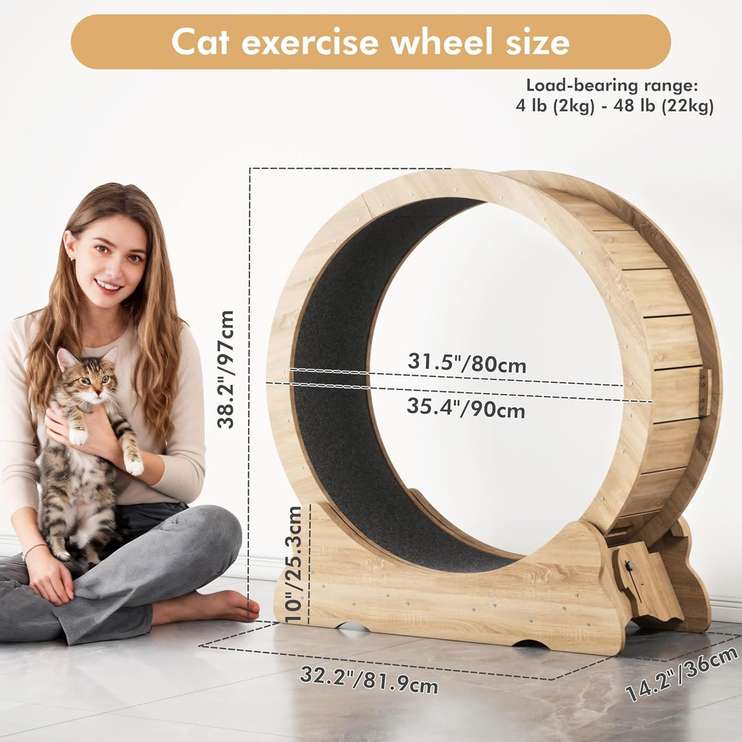 Mondeer Katzenlaufrad, 90cm Laufband mit Abnehmbaren Teppichboden für Indoor Katzen, für Kleines Mit