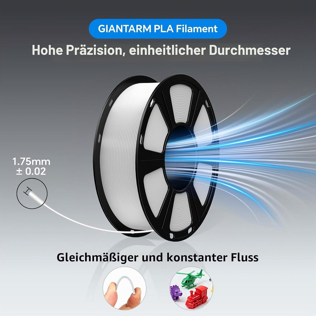 GIANTARM PLA Filament 1.75mm,3D Drucker Filament PLA 1kg,MaBgenauigkeit +/- 0,02mm,3D-Druckmateriali