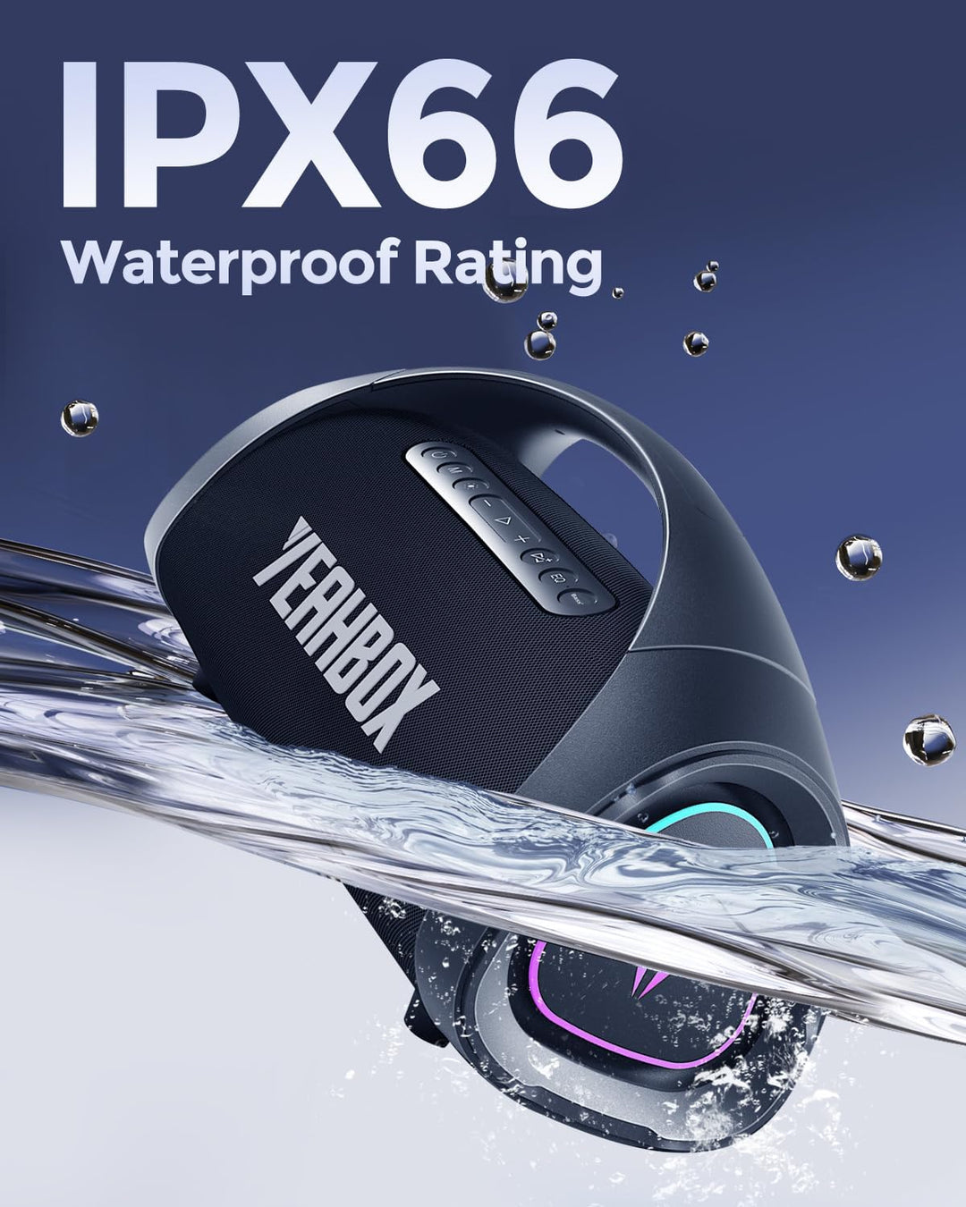 YEAHBOX Sonic Boom Max 300W Bluetooth Lautsprecher mit Massivem Bass, IPX67 Wasserdichter Tragbarer