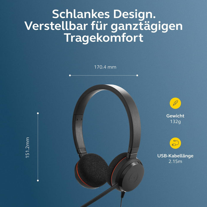 Jabra Evolve 20 Stereo Headset – Microsoft Certified Headphones for VoIP Softphone with Passive Nois