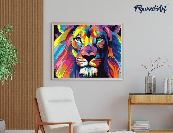 Figured'Art Diamond Painting Erwachsene 40x50cm Mit Rahmen Ganze Leinwand gespannt Pop Art Löwe 5D B