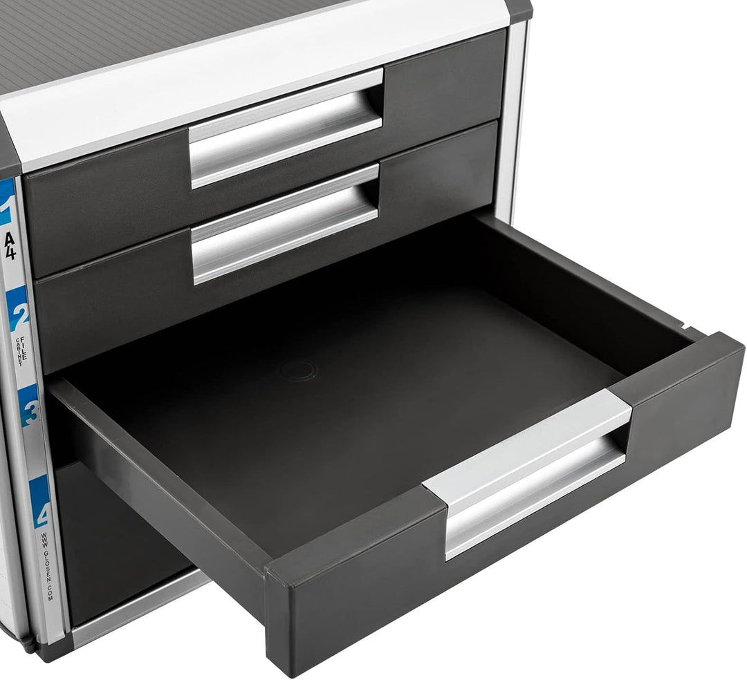 OUKANING Ablagebox mit 4 Schubladen - Schubladenbox mit hoher Kapazität Schubladenschrank Stahlschra